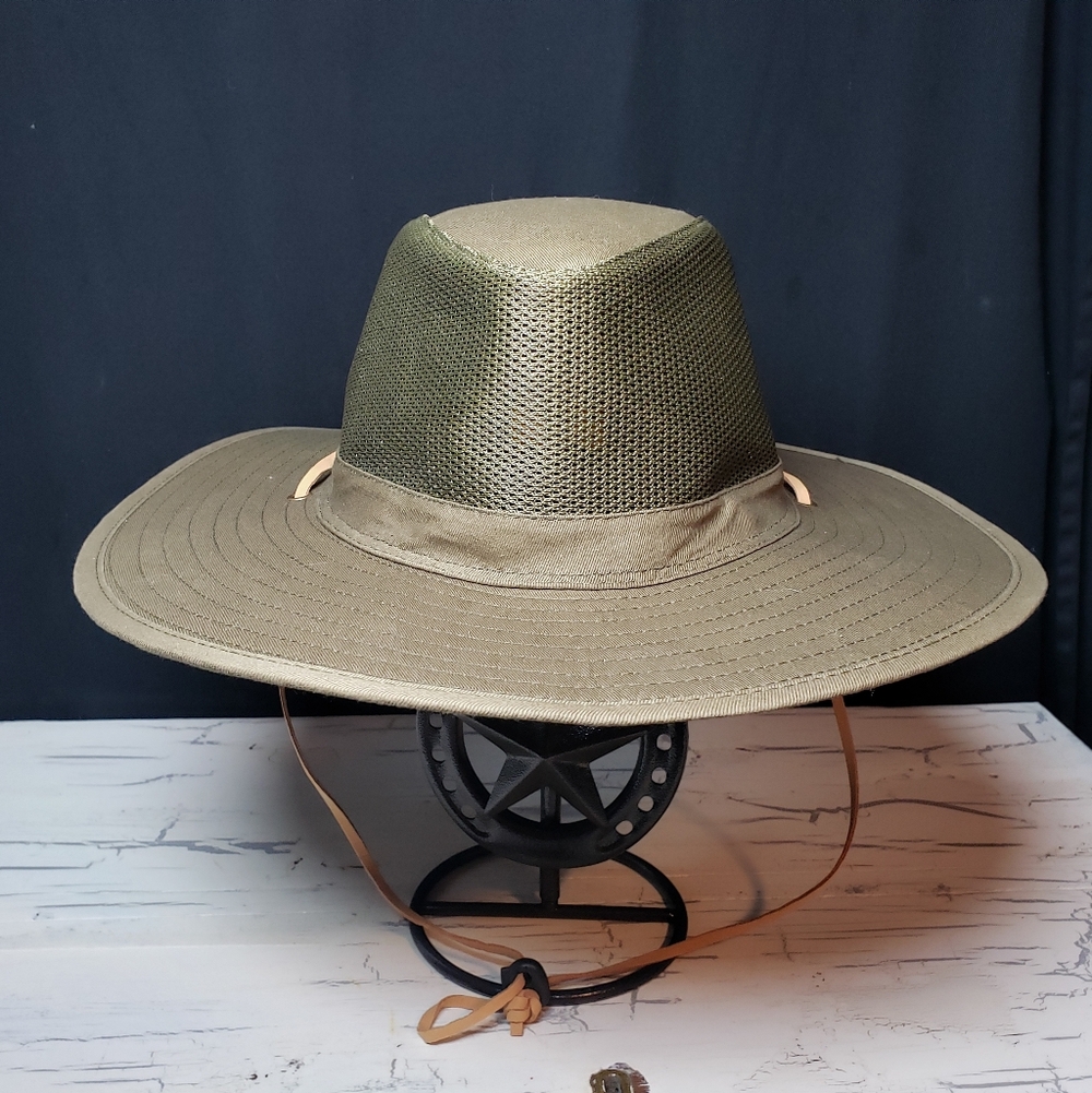 Goldcoast Sunwear 'Stream' Pike Crown Mesh Safari Hat in OD Green - One Size - Picture 2 of 16
